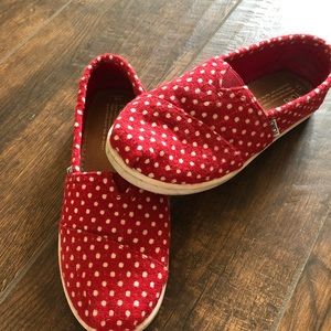 Toms red polka dot shoes